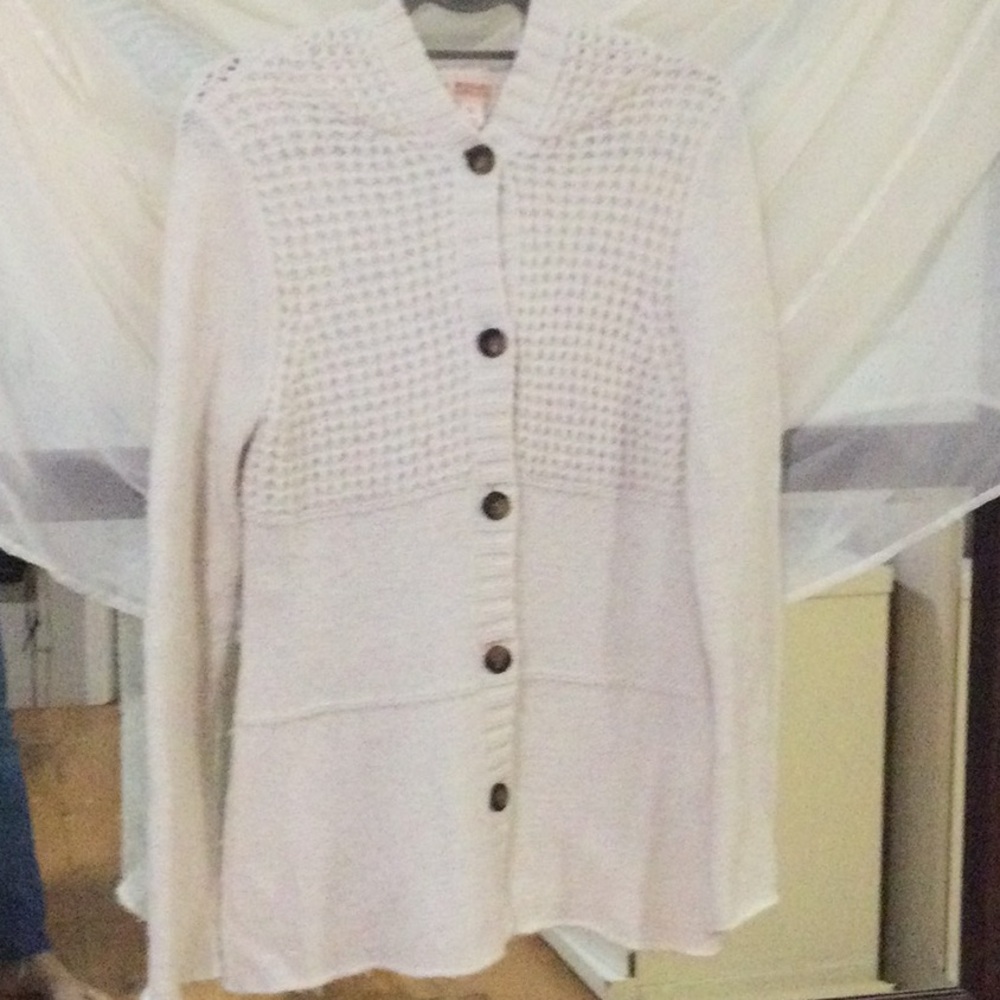 Cream Button-Up hoodie Sweater